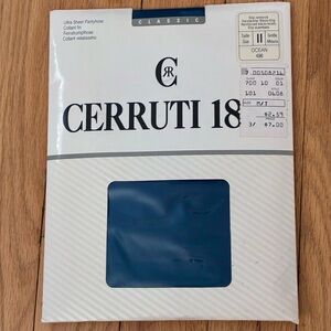 NWT Cerruti 1881 Sheer Pantyhose, Bikini waist style, Size 2, Ocean Navy